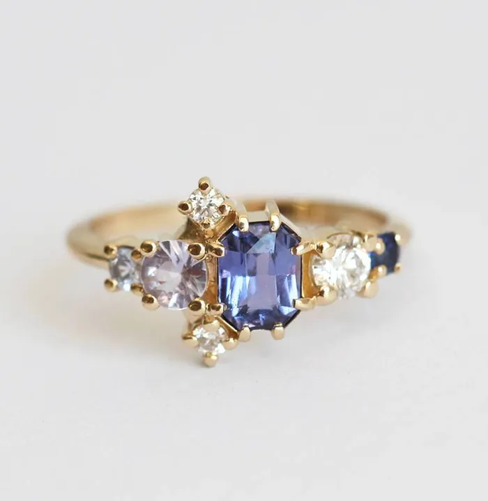 Capucinne Rings Jaylin Purple Sapphire Cluster Ring