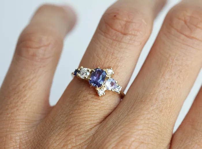 Capucinne Rings Jaylin Purple Sapphire Cluster Ring