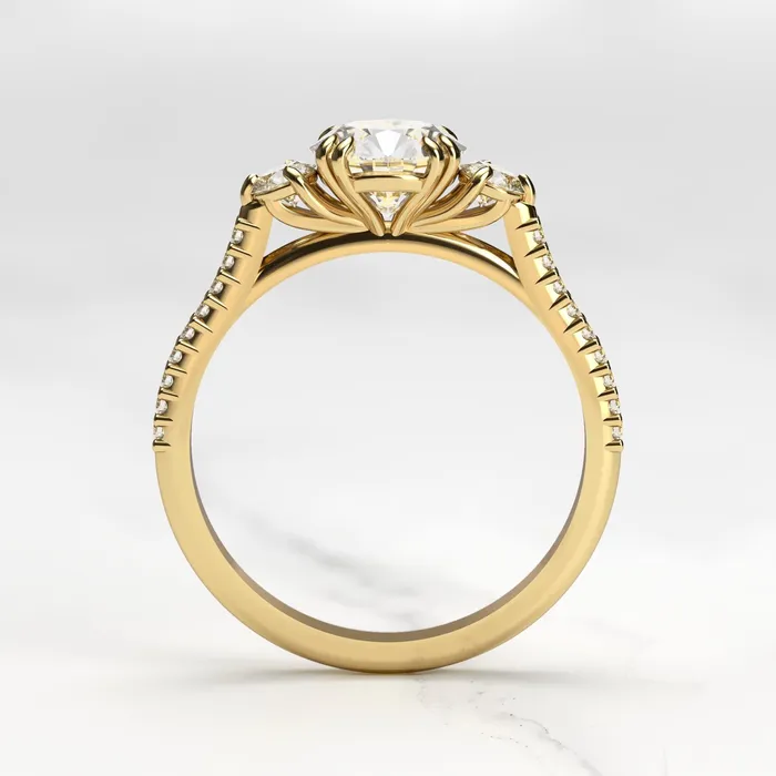 Capucinne Rings Round Half Pave Moissanite Ring With Accent Stones
