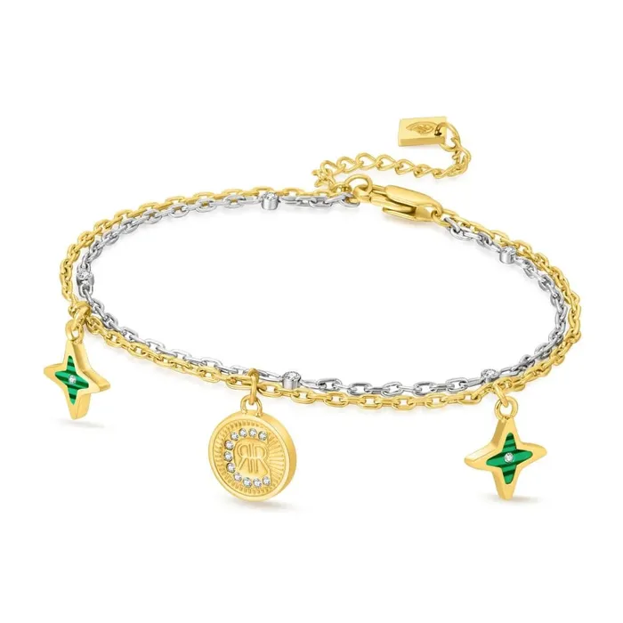 Cerruti 1881 Sole Luna Ladies GoldPlated Bracelet with Malachite Cerruti Bracelets