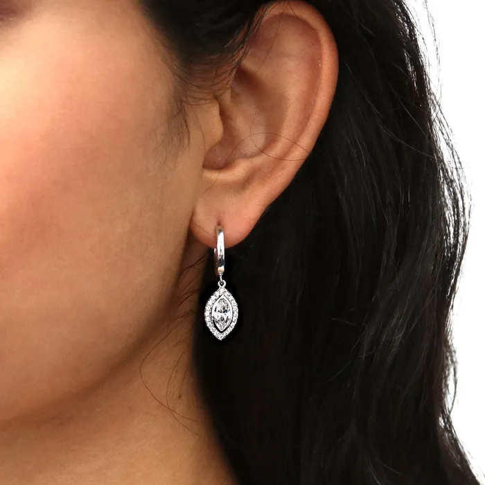 Earrings BERRICLE Halo Marquise CZ Earrings in Sterling Silver
