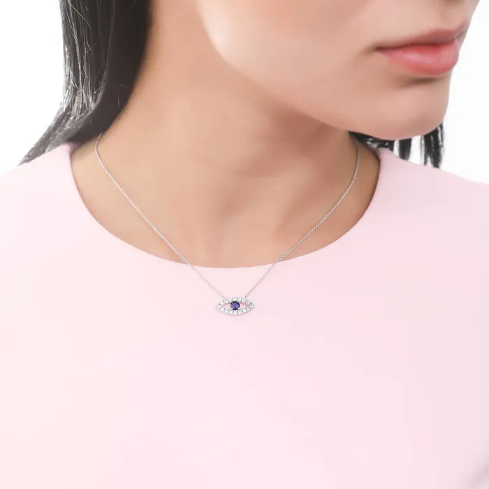 Evil Eye CZ Necklace and Earrings in Sterling Silver BERRICLE Necklaces