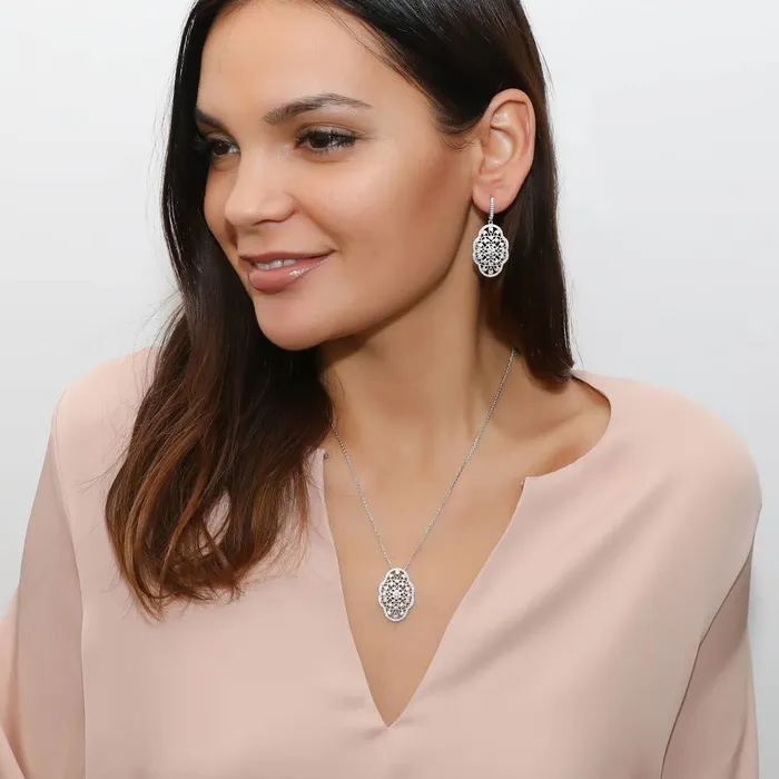 Flower Milgrain CZ Set in Sterling Silver BERRICLE Earrings