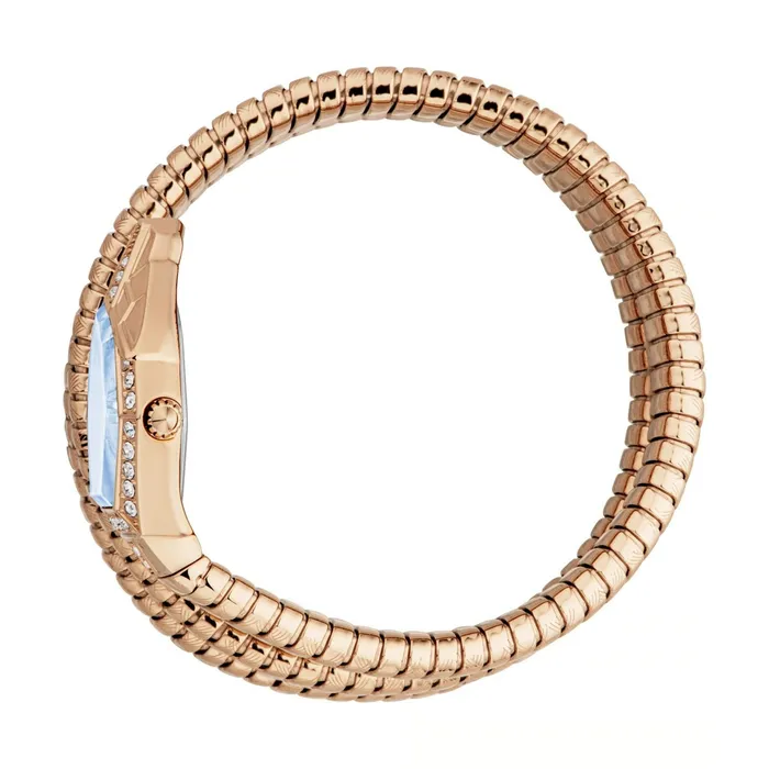 Just Cavalli Rings Just Cavalli Mesmerizing Ladies Blue Dial Rose Gold Tone Snake Watch