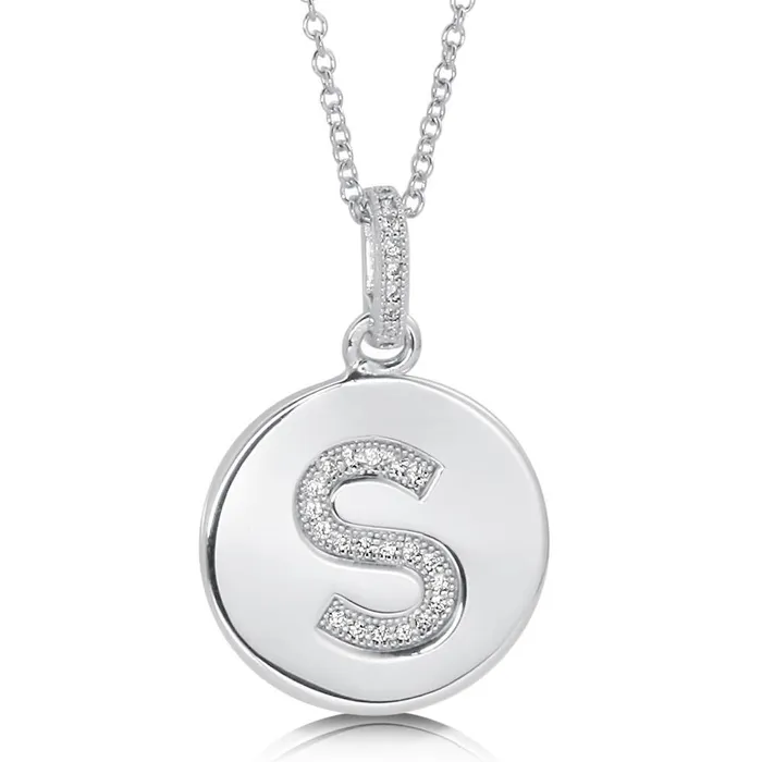 Necklaces BERRICLE Initial Letter CZ Necklace in Sterling Silver