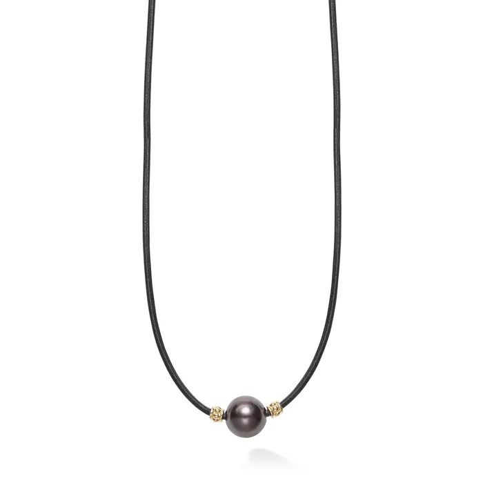 Necklaces LAGOS Anthem 18K Gold Single Tahitian Black Pearl Necklace