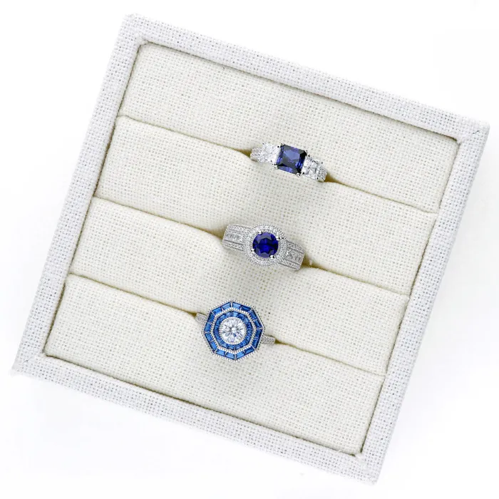 Rings 3Stone 16ct Simulated Blue Sapphire CZ Ring in Sterling Silver BERRICLE