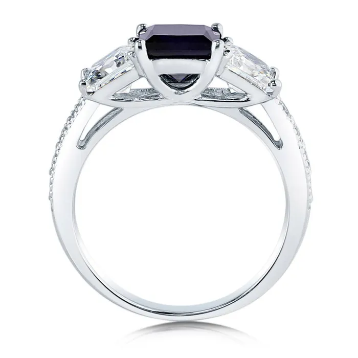 Rings 3Stone 16ct Simulated Blue Sapphire CZ Ring in Sterling Silver BERRICLE