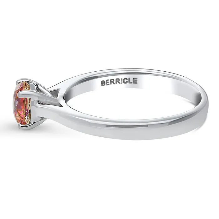 Rings BERRICLE Solitaire Kaleidoscope Red Orange CZ Ring in Sterling Silver