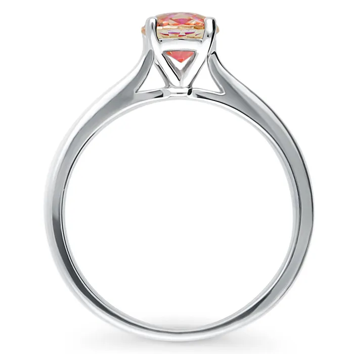 Rings BERRICLE Solitaire Kaleidoscope Red Orange CZ Ring in Sterling Silver