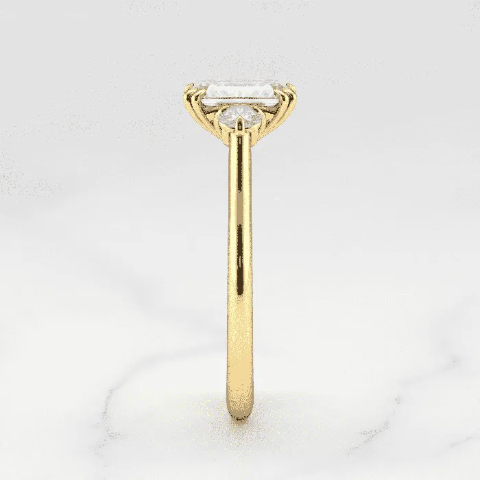 Rings Capucinne Emerald cut engagement ring three stone ring