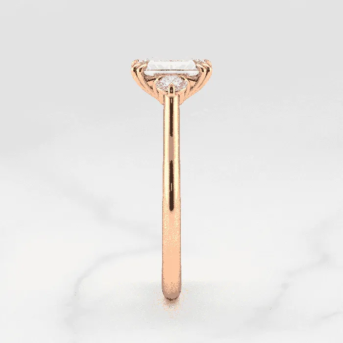 Rings Capucinne Emerald cut engagement ring three stone ring