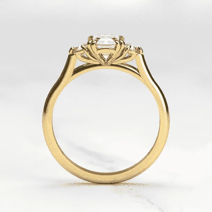 Rings Capucinne Emerald cut engagement ring three stone ring