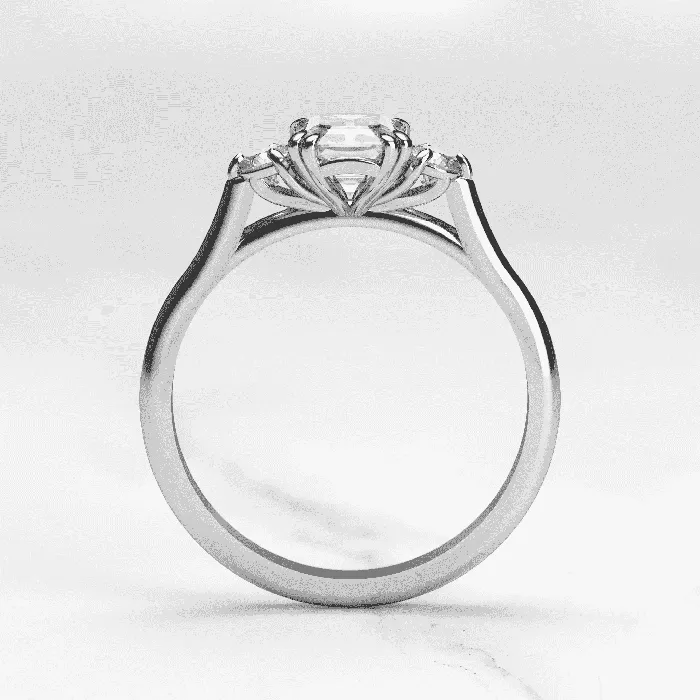 Rings Capucinne Emerald cut engagement ring three stone ring