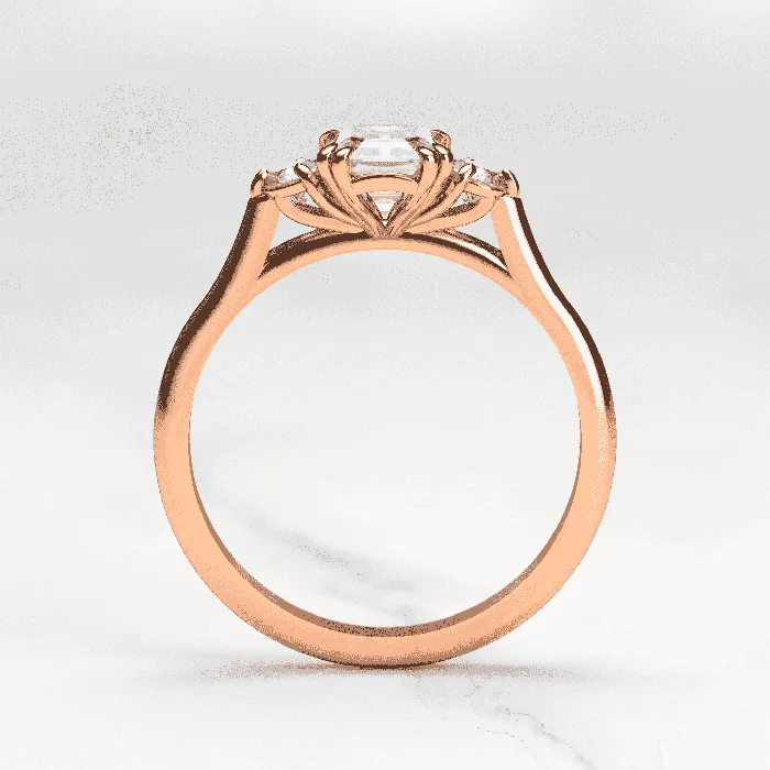 Rings Capucinne Emerald cut engagement ring three stone ring