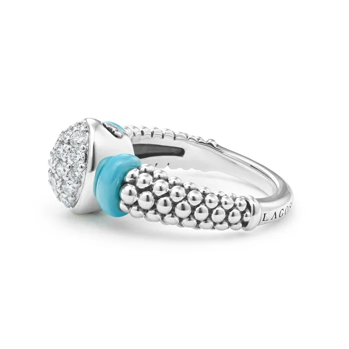 Rings LAGOS Blue Caviar Blue Oval Ceramic Caviar Diamond Ring Rings LAGOS Blue Caviar Blue Oval Ceramic Caviar Diamond Ring