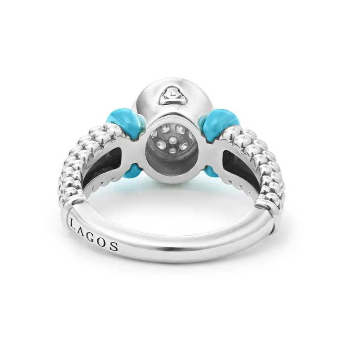 Rings LAGOS Blue Caviar Blue Oval Ceramic Caviar Diamond Ring Rings LAGOS Blue Caviar Blue Oval Ceramic Caviar Diamond Ring