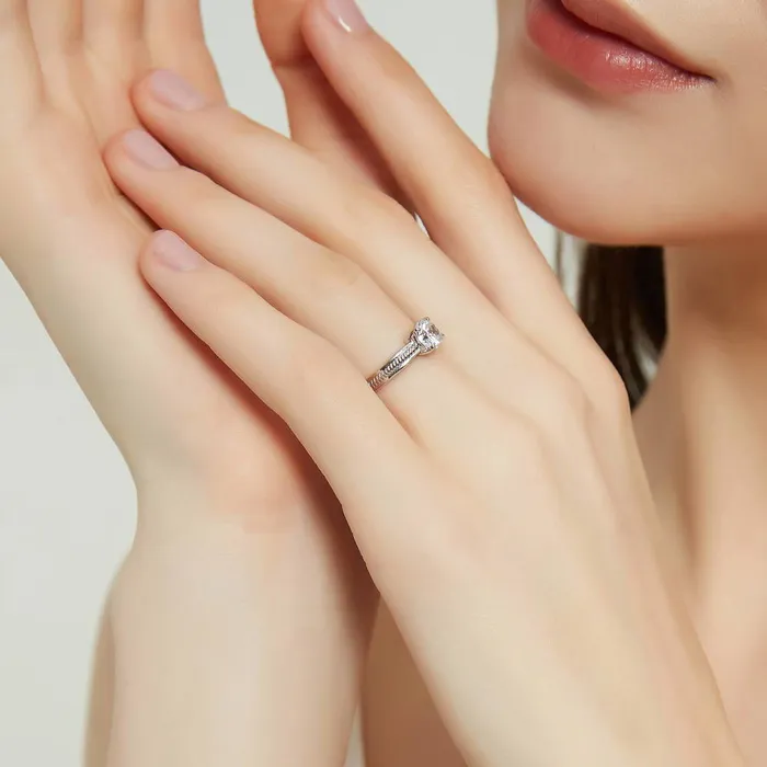 Rings Solitaire Cable 08ct CZ Ring in Sterling Silver BERRICLE