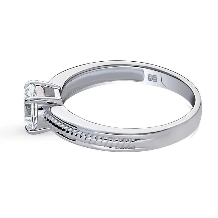 Rings Solitaire Cable 08ct CZ Ring in Sterling Silver BERRICLE