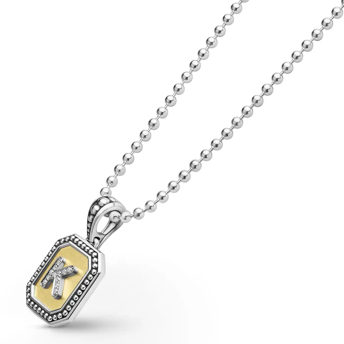 Signature Caviar Octagon Diamond K Initial Charm Necklace LAGOS Necklaces