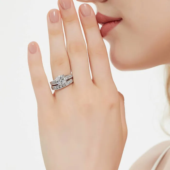 Solitaire 3ct Cushion CZ Ring Set in Sterling Silver BERRICLE Rings