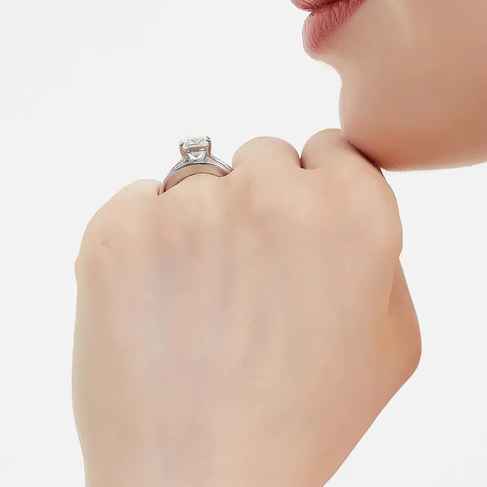 Solitaire 3ct Cushion CZ Ring Set in Sterling Silver BERRICLE Rings