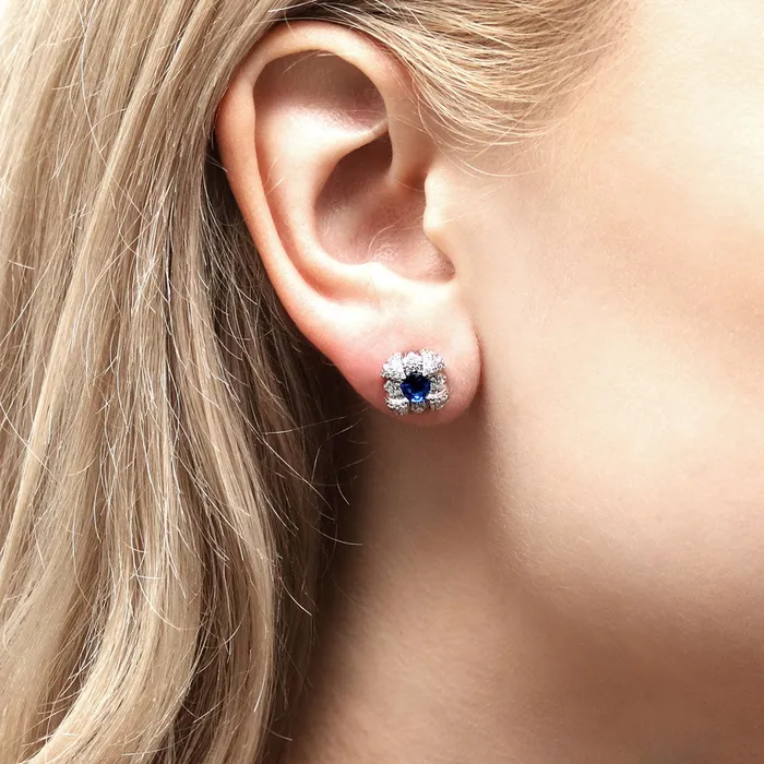Square CZ Stud Earrings in Sterling Silver BERRICLE Earrings