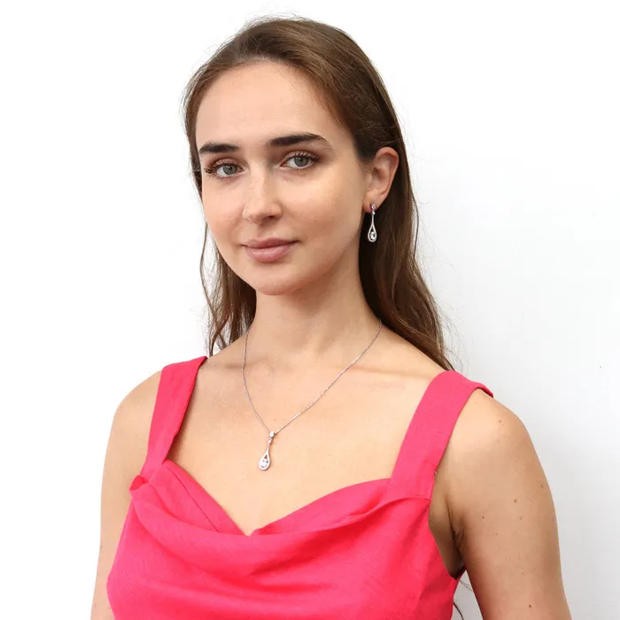 Teardrop CZ Dangle Earrings in Sterling Silver BERRICLE Earrings