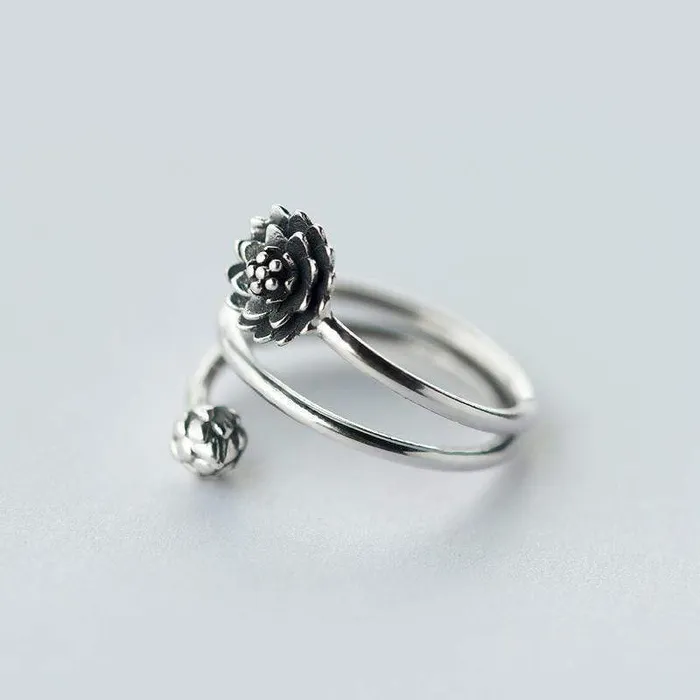 WickedAF Rings Sterling Silver Lotus Flower Ring