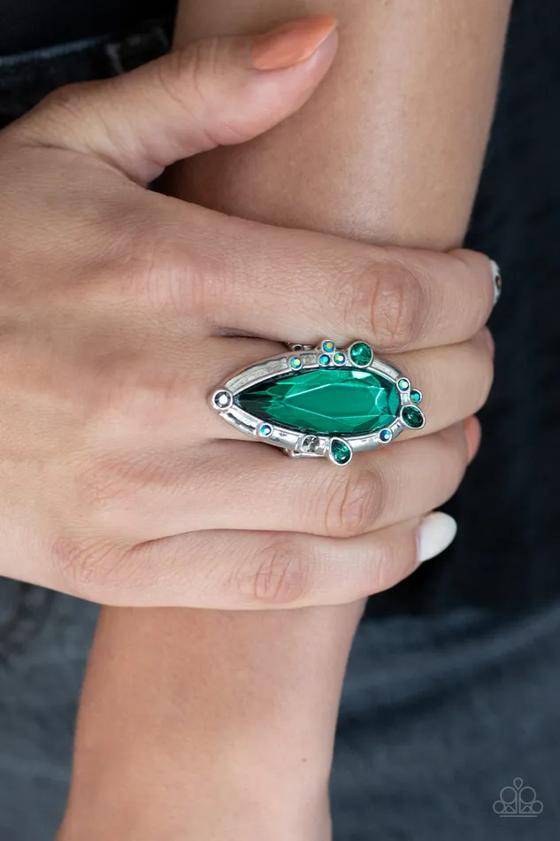 All Eyes On U Jewelry Paparazzi Accessories Rings Sparkle Smitten Green Paparazzi Ring