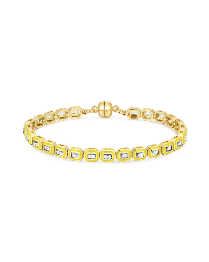 Bracelets Luv Aj Bezel Emerald Ballier Tennis BraceletNeon Yellow Gold