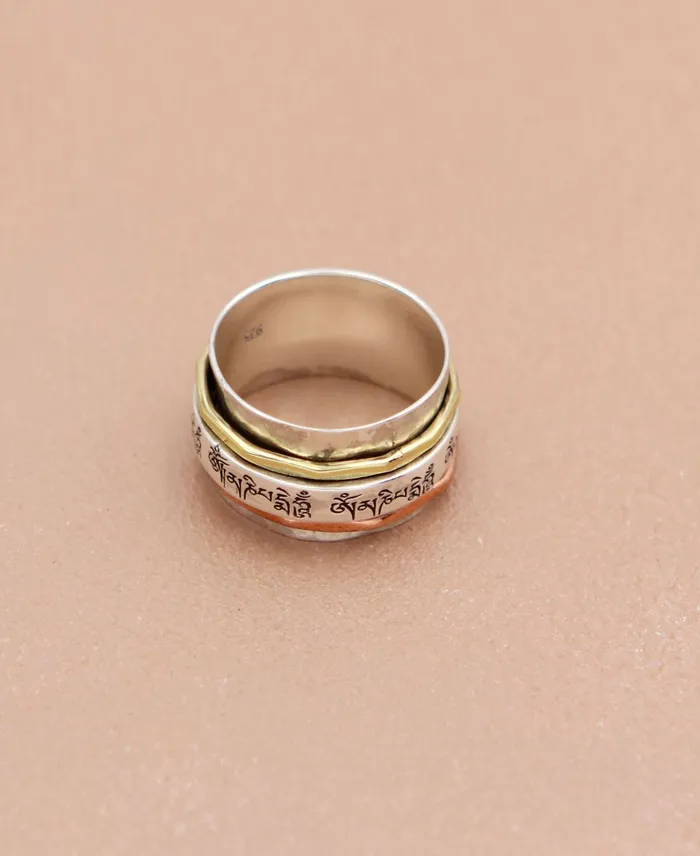 Buddha Groove Rings Om Mani Spinning Tibetan Mantra Ring
