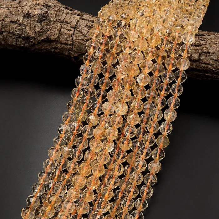 Earrings Intrinsic Trading AAA Natural Citrine Faceted 6mm 8mm 10mm Beads Geometric Double Hearted Star Cut Gemstone 155 Strand