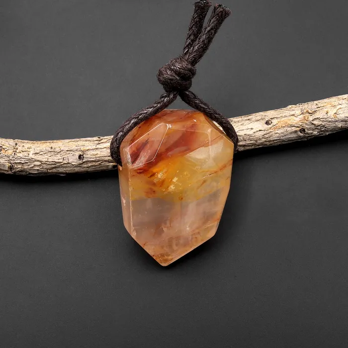 Faceted Natural Golden Orange Lepidocrocite Quartz Point Pendant Side Drilled Gemstone Crystal Pendulum A2 Intrinsic Trading Necklaces Faceted Natural Golden Orange Lepidocrocite Quartz Point Pendant Side Drilled Gemstone Crystal Pendulum A2 Intrinsic Trading Necklaces