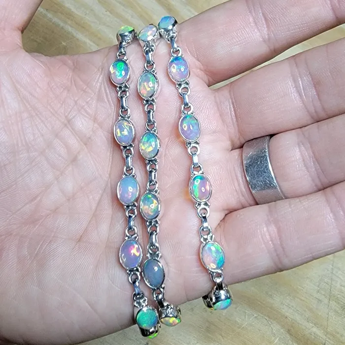InnerVision Crystals Bracelets Ethiopian Opal Silver Bracelet 7