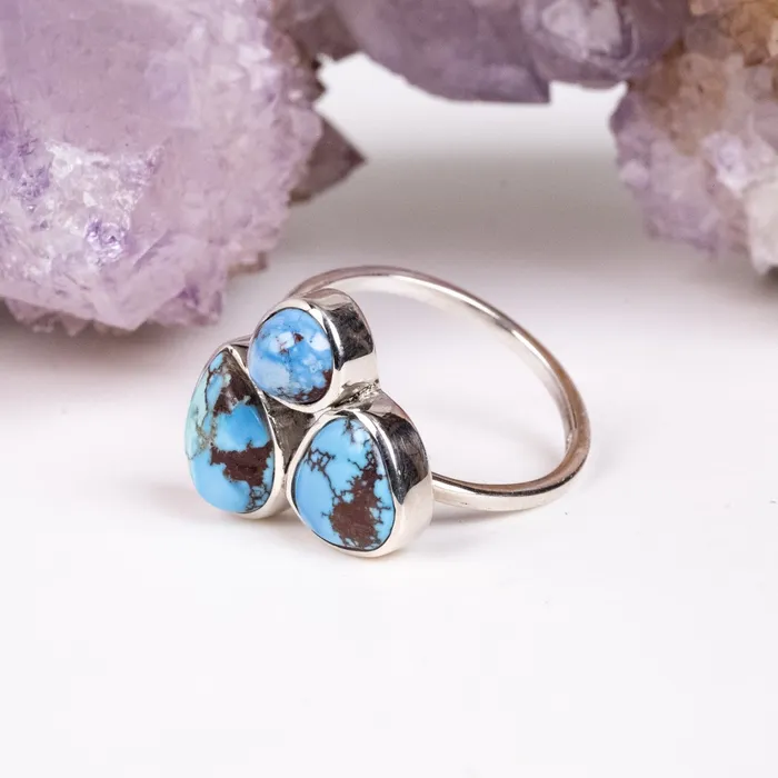InnerVision Crystals Rings Golden Hill Turquoise Ring 11x7mm Size 9 925 Silver