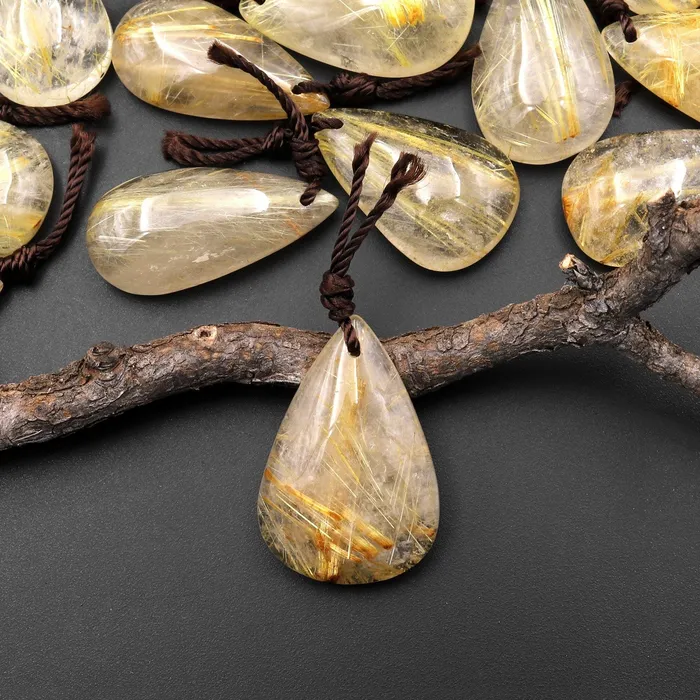 Intrinsic Trading Natural Golden Rutilated Rutile Quartz Teardrop Pendant A6 Necklaces Intrinsic Trading Natural Golden Rutilated Rutile Quartz Teardrop Pendant A6 Necklaces