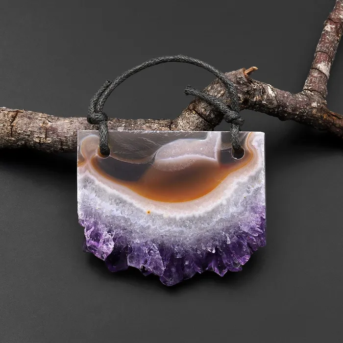 Intrinsic Trading Necklaces 2 Hole Pendant Natural Purple Amethyst Stalactite Druzy Pendant Drilled Flat Slice Long Rectangle P0100 Intrinsic Trading Necklaces 2 Hole Pendant Natural Purple Amethyst Stalactite Druzy Pendant Drilled Flat Slice Long Rectangle P0100