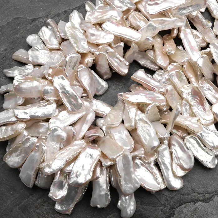 Intrinsic Trading Necklaces AAA Long Natural Freshwater White Biwa Stick Pearl 155 Strand