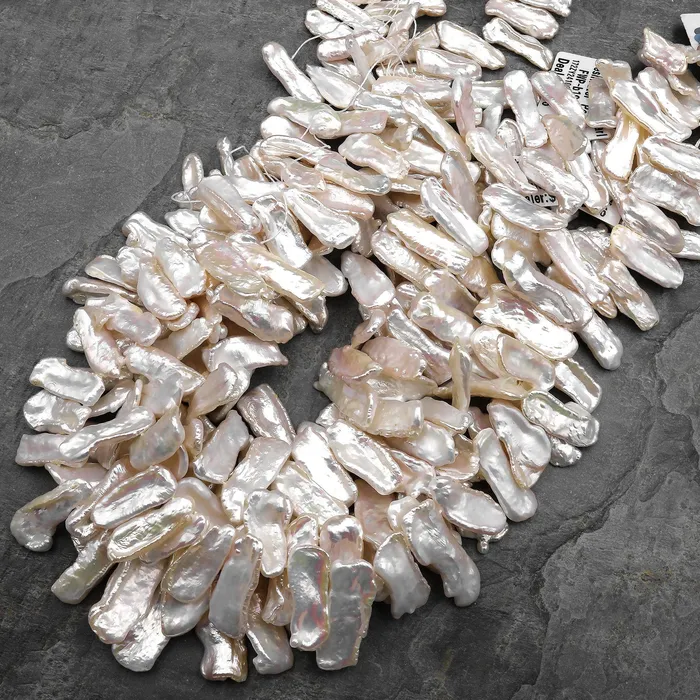 Intrinsic Trading Necklaces AAA Long Natural Freshwater White Biwa Stick Pearl 155 Strand