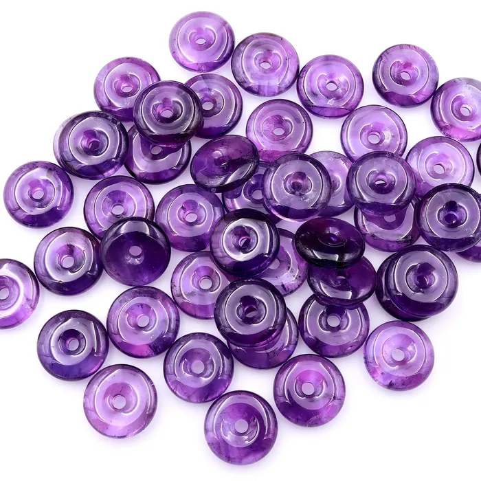Intrinsic Trading Necklaces AAA Natural Purple Amethyst Donut Pendant 15mm 16mm 17mm 18mm