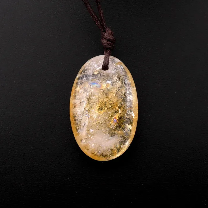 Intrinsic Trading Necklaces Natural Golden Citrine Long Oval Pendant Bead Drilled Gemstone