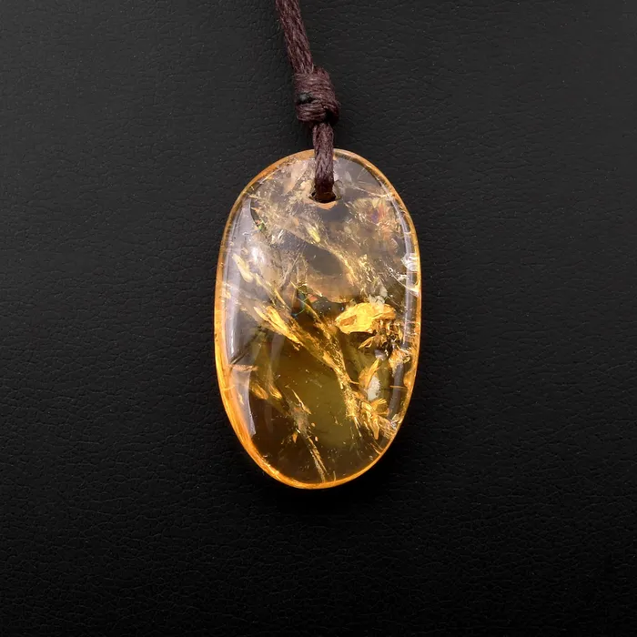 Intrinsic Trading Necklaces Natural Golden Citrine Long Oval Pendant Bead Drilled Gemstone