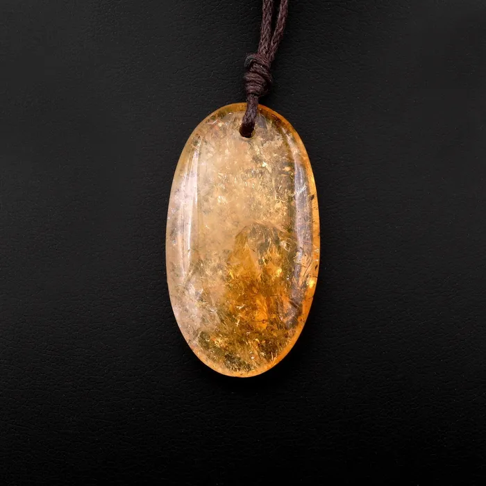 Intrinsic Trading Necklaces Natural Golden Citrine Long Oval Pendant Bead Drilled Gemstone