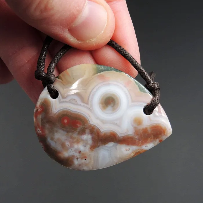 Intrinsic Trading Necklaces Natural Ocean Jasper Pendant Orange Pink Green White Two Hole Drilled Freeform Pendant P1173
