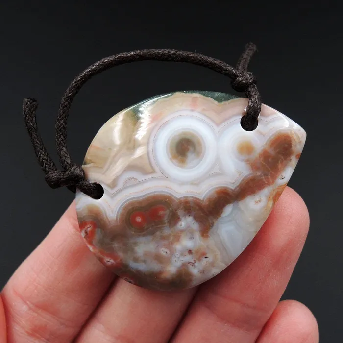 Intrinsic Trading Necklaces Natural Ocean Jasper Pendant Orange Pink Green White Two Hole Drilled Freeform Pendant P1173