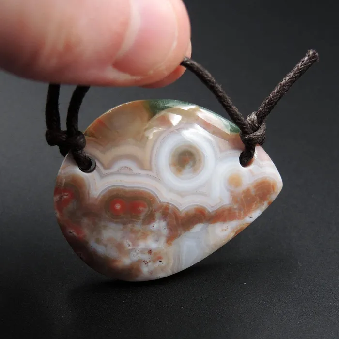Intrinsic Trading Necklaces Natural Ocean Jasper Pendant Orange Pink Green White Two Hole Drilled Freeform Pendant P1173