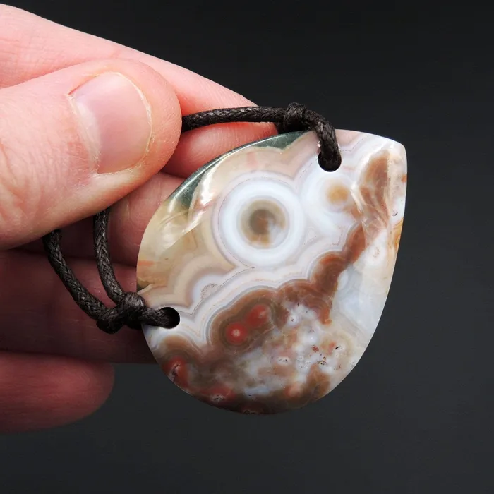 Intrinsic Trading Necklaces Natural Ocean Jasper Pendant Orange Pink Green White Two Hole Drilled Freeform Pendant P1173