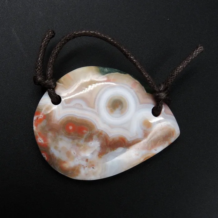 Intrinsic Trading Necklaces Natural Ocean Jasper Pendant Orange Pink Green White Two Hole Drilled Freeform Pendant P1173