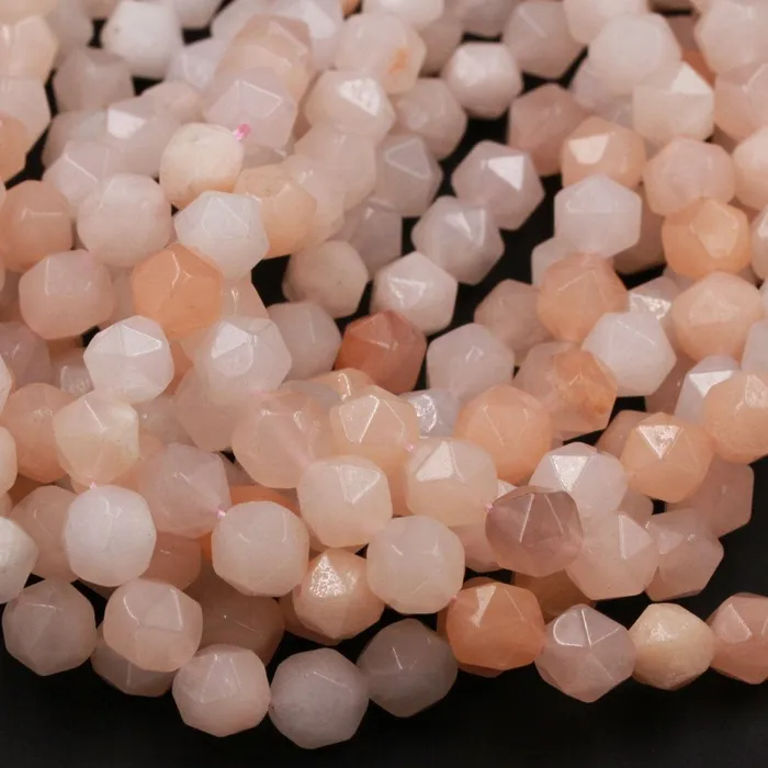 Intrinsic Trading Rings Peach Aventurine Geometric Cut Star Cut Beads Faceted Rounded 8mm Nugget 10mm 12mm Beads Icy Soft Pastel Pink Peach Gemstone 16 Strand